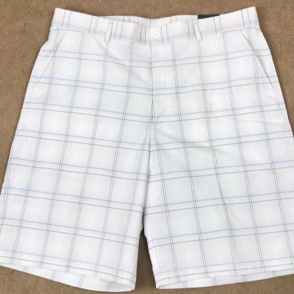 Golf Performance Flat Front Plaid Shorts - Picture 1 of 6